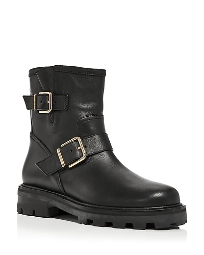 Jimmy Choo Women's Youth Ii Double Buckle Moto Boots
