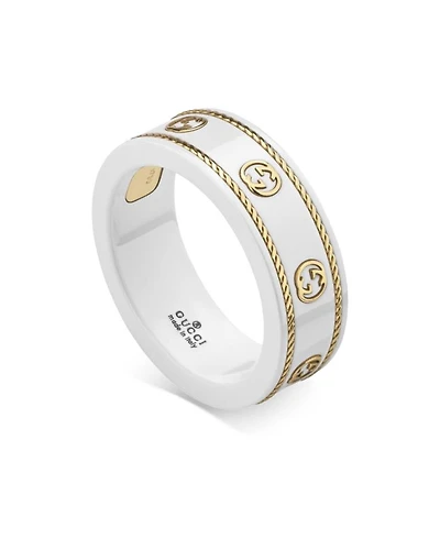 18K Yellow Gold & Zirconia Icon Logo Band