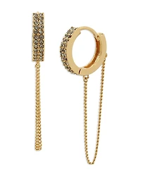 Allsaints Chain Drop Pave Huggie Hoop Earrings