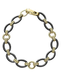 Lagos Meridian 18K Yellow Gold Black Caviar Black Ceramic Oval Link Bracelet - Exclusive