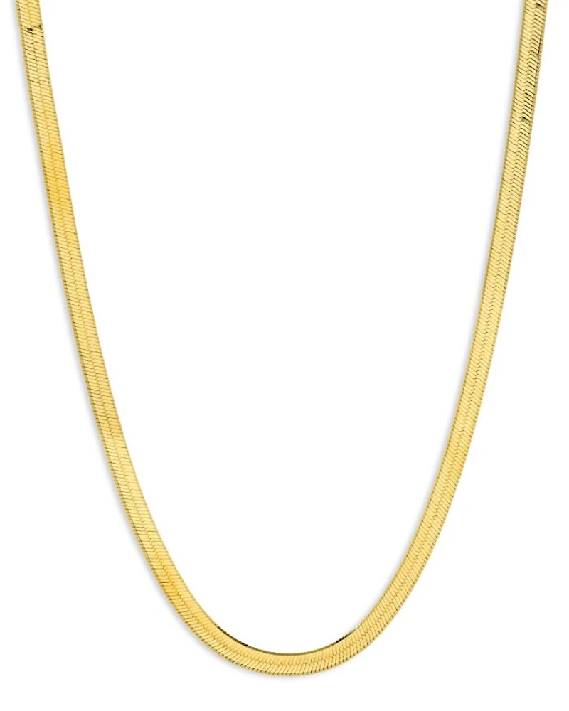 14K Yellow Gold Herringbone Chain Necklace, 18"