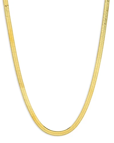 14K Yellow Gold Herringbone Chain Necklace, 18"