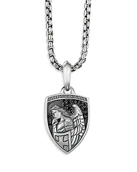 David Yurman Men's Sterling Silver St. Michael Medallion Amulet with Pave Black Diamonds