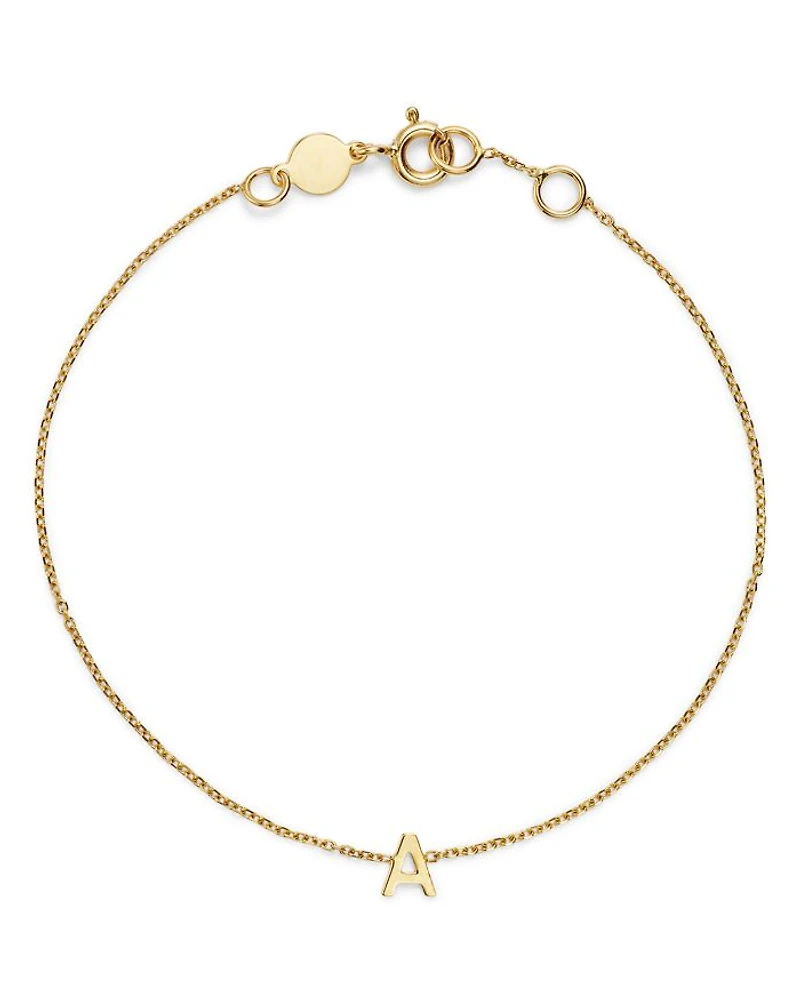 14K Yellow Gold Initial Chain Bracelet