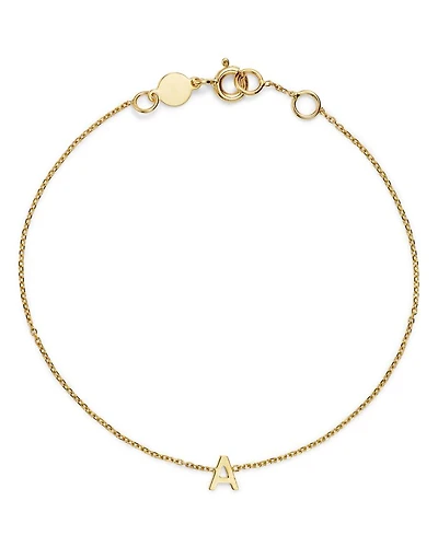 14K Yellow Gold Initial Chain Bracelet