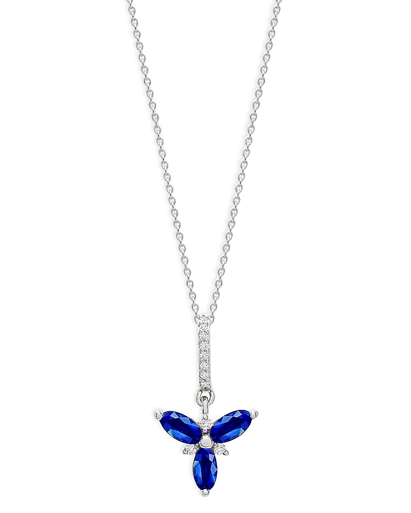 Bloomingdale's Fine Collection Blue Sapphire & Diamond Trio Pendant Necklace