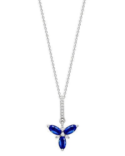 Bloomingdale's Fine Collection Blue Sapphire & Diamond Trio Pendant Necklace