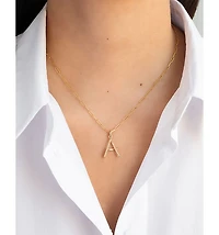 14K Yellow Gold Large Nail Initial Necklace, 18"