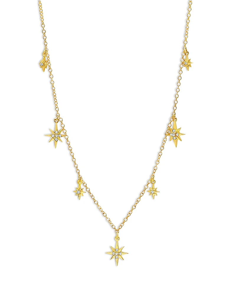 Graziela Gems 14K Yellow Gold Diamond Starburst Dangle Statement Necklace, 20