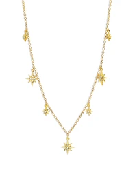 Graziela Gems 14K Yellow Gold Diamond Starburst Dangle Statement Necklace, 20