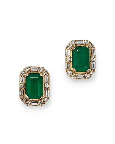 Bloomingdale's Fine Collection Emerald & Diamond Halo Stud Earrings