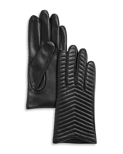 Aqua Quilted Leather Tech Gloves - Exclusive