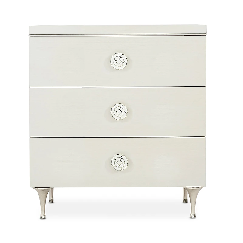 Bernhardt Silhouette 3 Drawer Nightstand with Rose Hardware