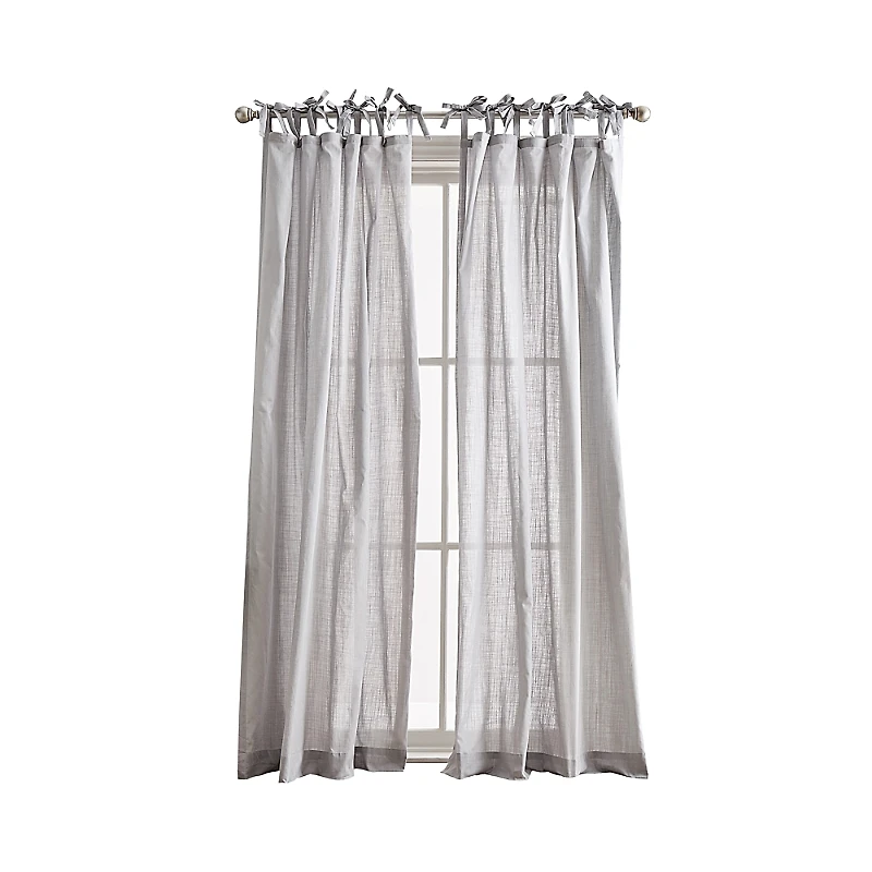 Peri Home Cotton Sheer 108 x 50 Tie Tab Window Panel, Pair