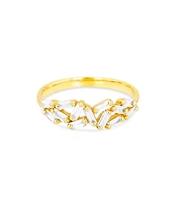 Suzanne Kalan 18K Yellow Gold Fireworks Diamond Baguette Cluster Ring