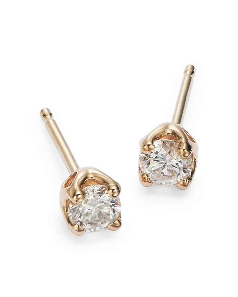 Diamond Round Tulip Stud Earrings 14K Yellow Gold, 0.25-1.0 tcw