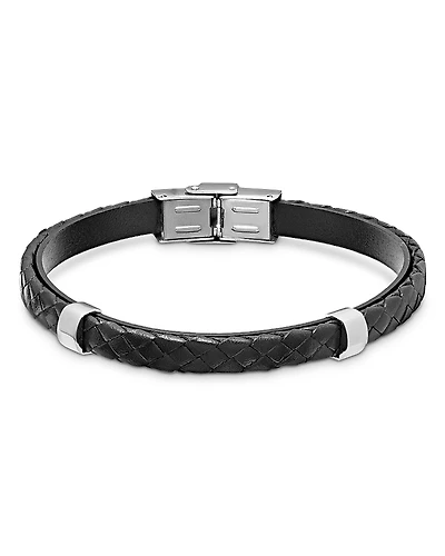 Link Up Jan Leslie Double Steel Woven Leather Bracelet