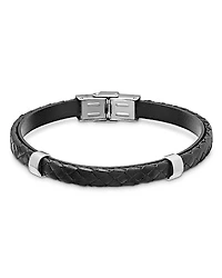 Link Up Jan Leslie Double Steel Woven Leather Bracelet