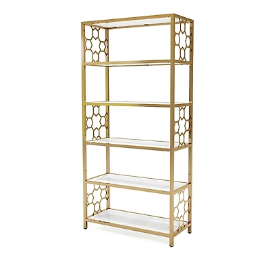 Furniture of America Ligga Steel 5-Shelf Bookcase with Geometric Openwork Accents
