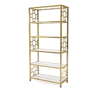 Furniture of America Ligga Steel 5-Shelf Bookcase with Geometric Openwork Accents