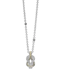 Lagos 18K Yellow Gold & Sterling Silver Newport Diamond Knot Pendant Necklace, 16-18