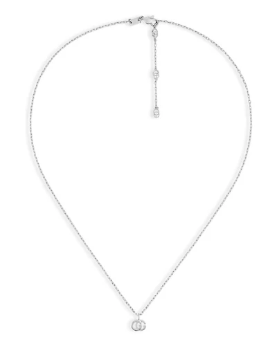 18K White Gold Running G Diamond Necklace, 16.5"