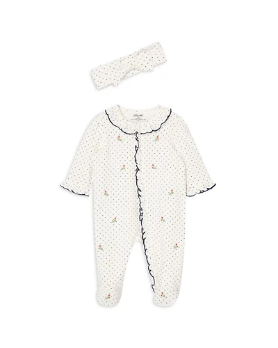 Girls' Dotted Rosebud Footie & Headband Set - Baby