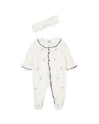 Girls' Dotted Rosebud Footie & Headband Set - Baby