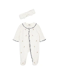 Little Me Girls' Dotted Rosebud Footie & Headband Set - Baby