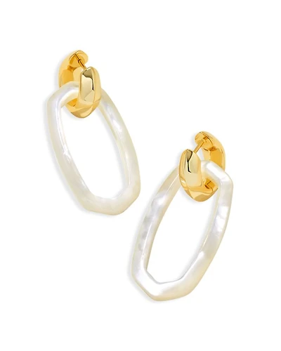 Danielle Mother Of Pearl Link Charm Huggie Hoop Earrings