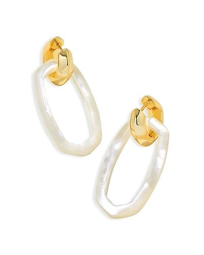 Kendra Scott Danielle Mother Of Pearl Link Charm Huggie Hoop Earrings