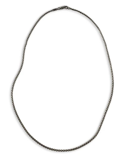 Men's Classic Chain Silver 2.7mm Box Chain Necklace with Satin Matte Black Rhodium, 24"