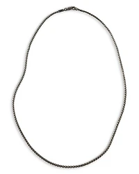 Men's Classic Chain Silver 2.7mm Box Chain Necklace with Satin Matte Black Rhodium, 24"