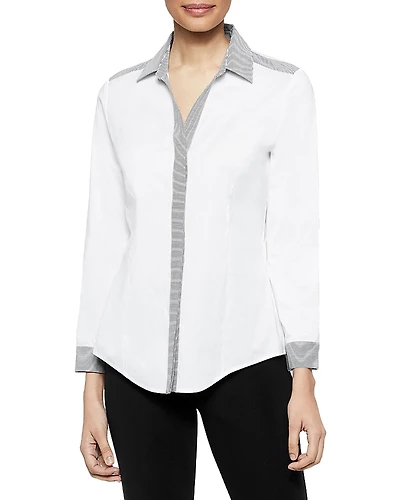 Misook Striped Trim Shirt