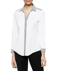 Misook Striped Trim Shirt