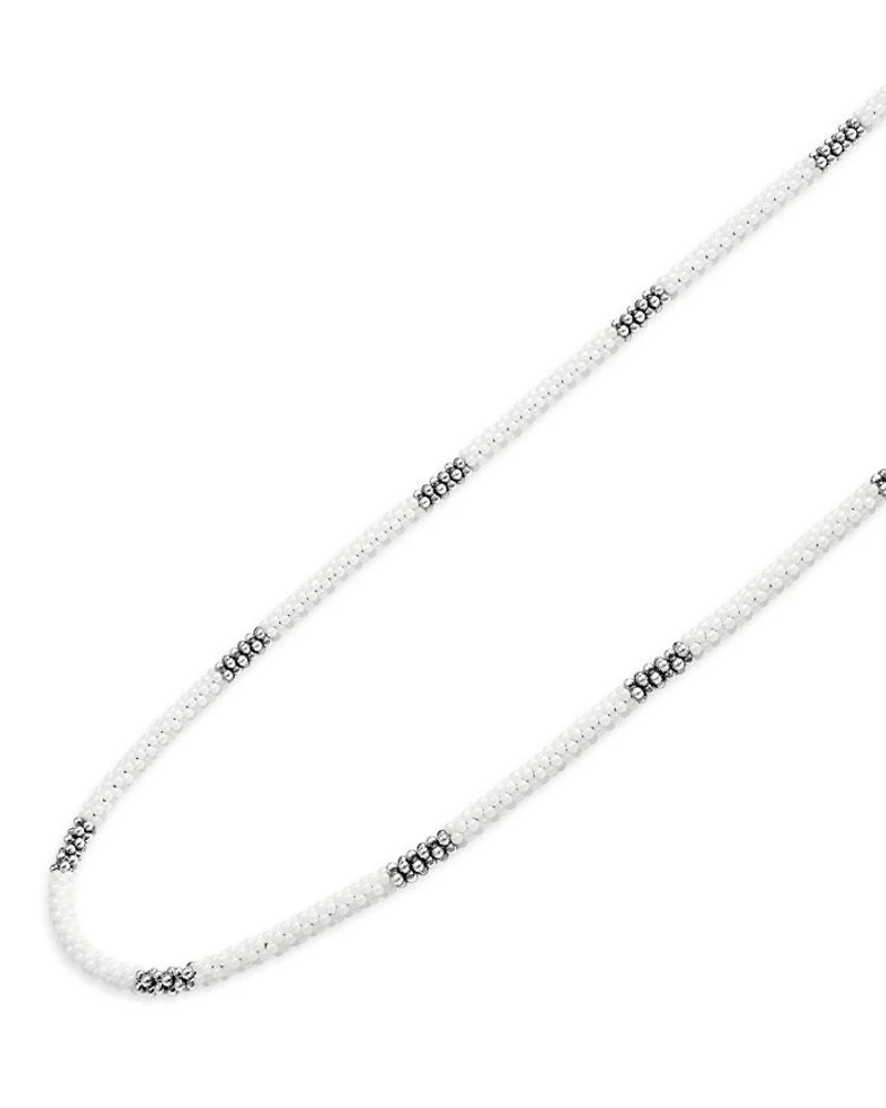 Sterling Silver White Ceramic Bead Collar Necklace, 16"
