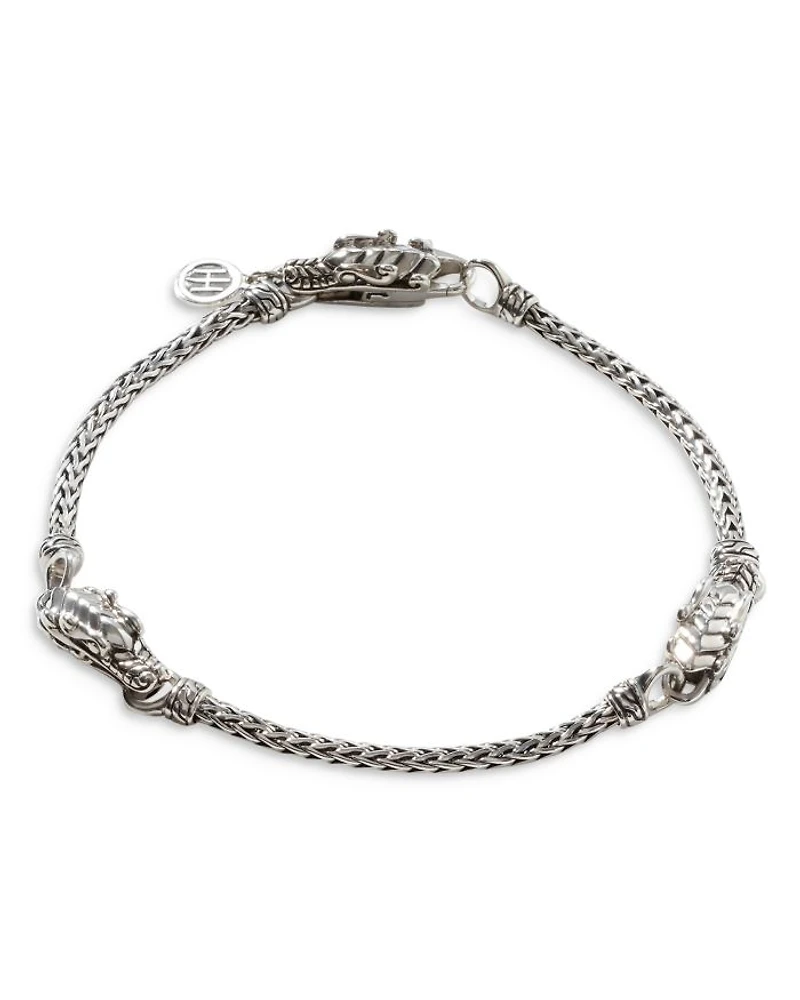 Sterling Silver Legends Naga Dragon Station Link Bracelet