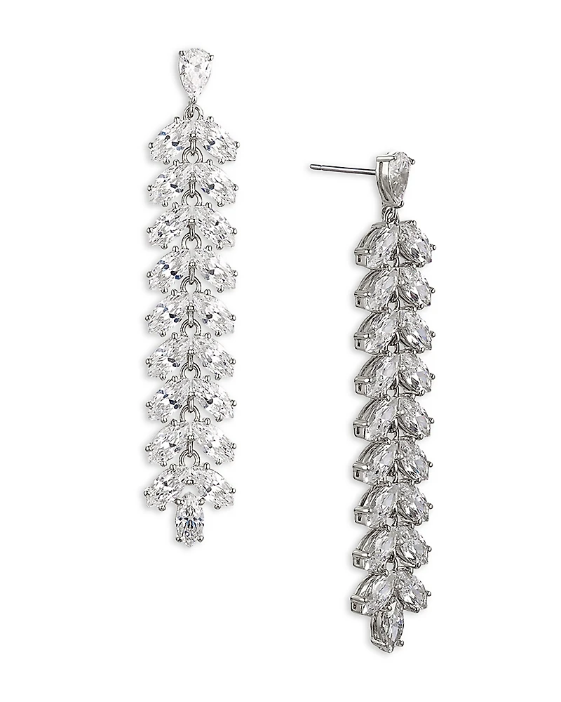 Nadri Rsvp Crystal Leaf Linear Earrings