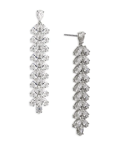 Nadri Rsvp Crystal Leaf Linear Earrings