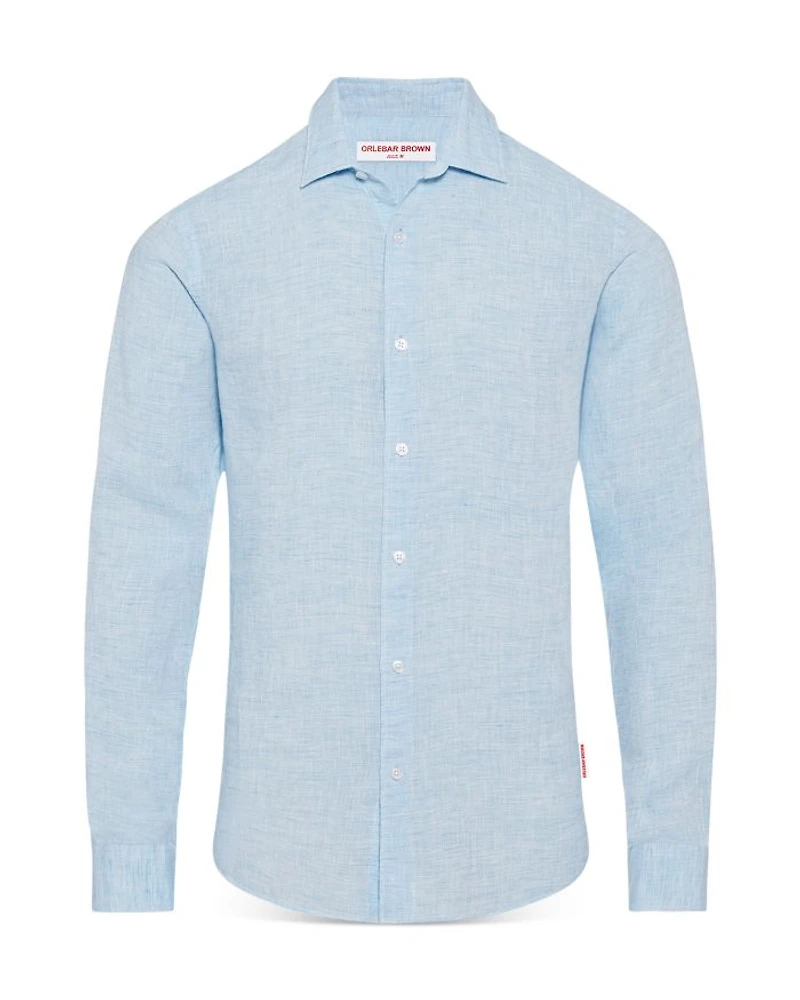Giles Linen Textured Tailored Fit Button Down Shirt