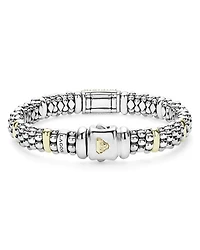 18K Yellow Gold & Sterling Silver Signature Caviar Blue Sapphire Pavé Link Bracelet
