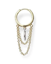 14K Yellow and White Gold Pavé Diamond Star Hoop Earrings