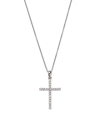Diamond Cross Pendant Necklace in 14K White Gold, 0.25 tcw