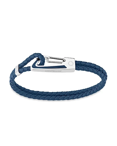 Montblanc Woven Blue Leather Carabiner Bracelet