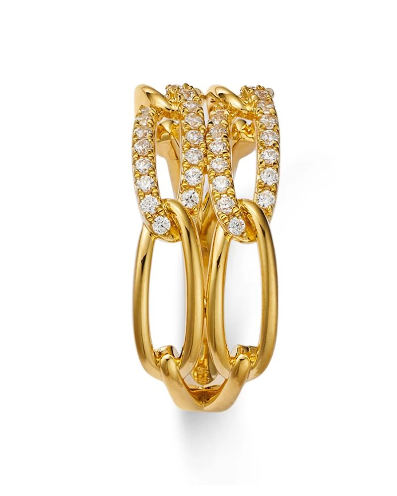 Diamond Double Link Ring in 14K Yellow Gold, 0.25 tcw