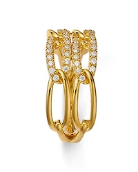 Diamond Double Link Ring in 14K Yellow Gold, 0.25 tcw