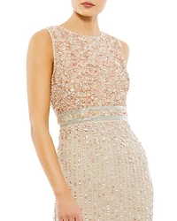 Sequined High Neck Sleeveless Column Gown