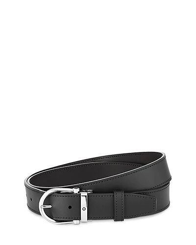 Montblanc Men's Horseshoe Stainless Steel Reversible Leather Belt
