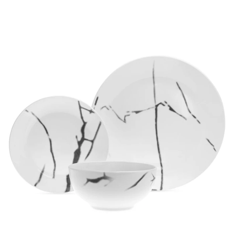 Boulon Black 12 Piece Porcelain Dinnerware Set