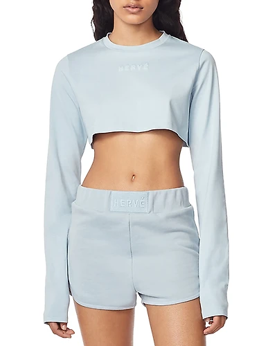 HERVE by Herve Leger Logo Cropped Tee